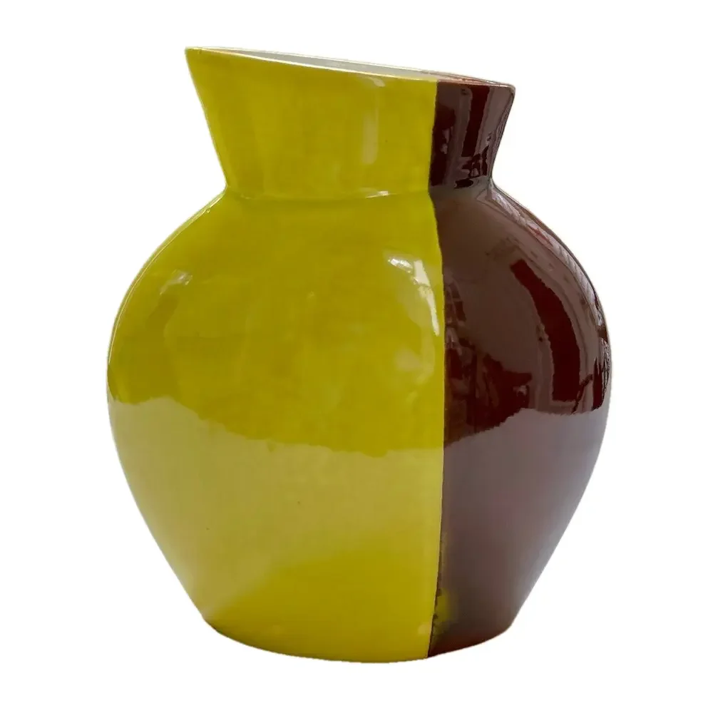 Emissary Vintage Glazed Ceramic Modern Vase Yellow-Green Brown Retired